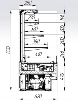 Витрина кондитерская CRYSPI ADAGIO LX CUBE SELF 900